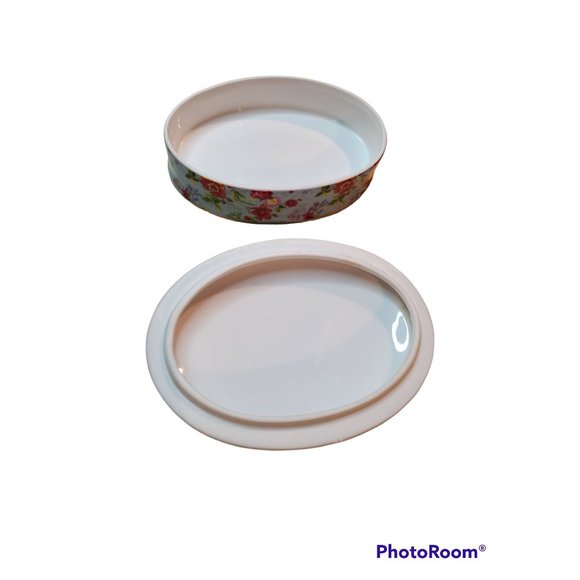 Formalities By Baum Bros Floral Blue Oval Two Piece Trinket Box w/ Lid - Picture 3 of 5